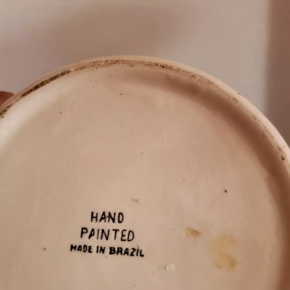 Vintage Ceramic Watering can/ Pot Handpainted In Brazil 1984 - Picture 3 of 3